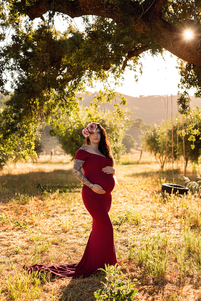 vacaville maternity photographer red dress 