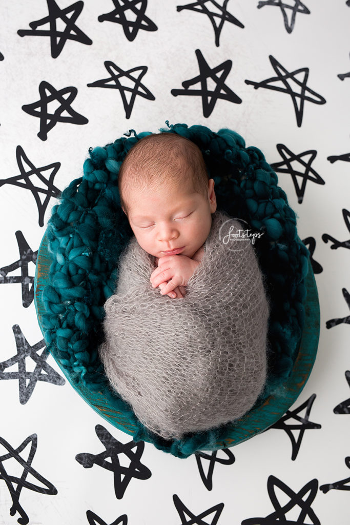 starry modern newborn session in vacaville