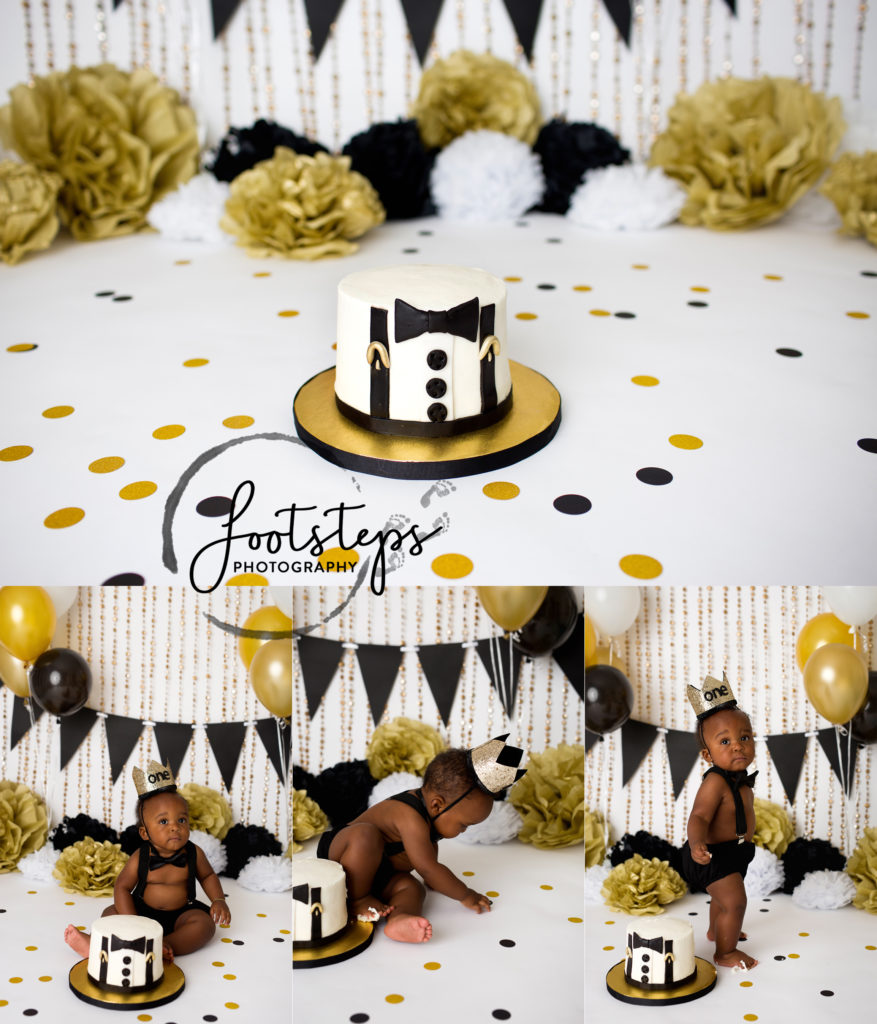 suspenders cake bowtie black gold footsteps photography