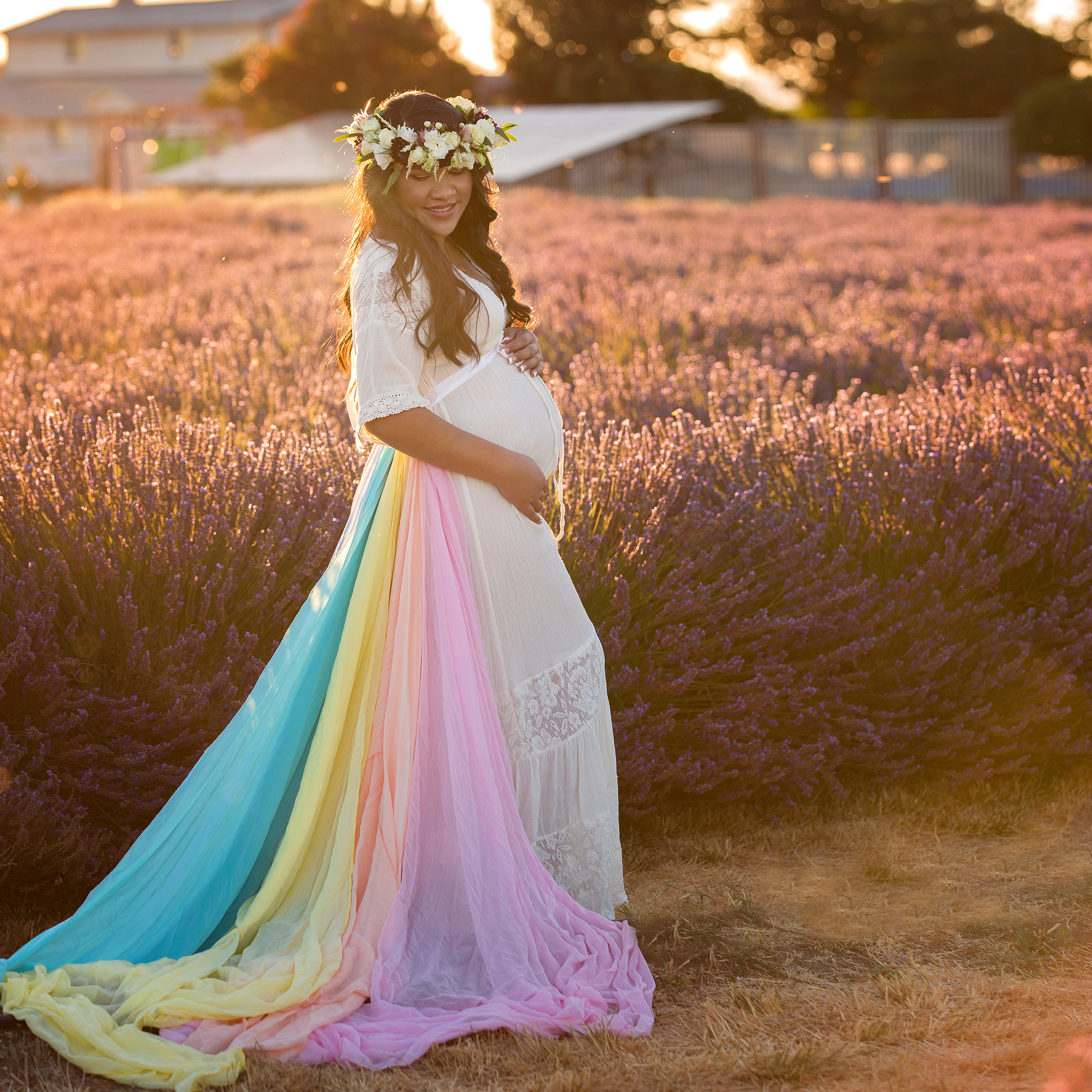 Rainbow Dress Fluffy Tulle Dress Photoshoot Dress Flowing Gown